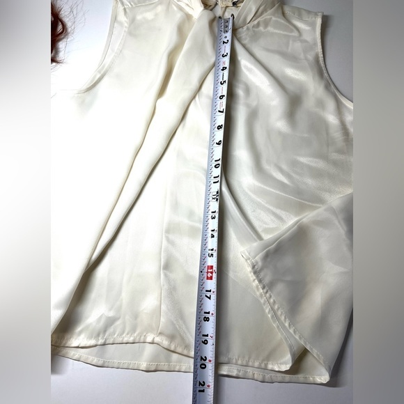 Zara High Neck Silk Dress Sleeveless Blouse Cream, Large - Picture 5 of 6